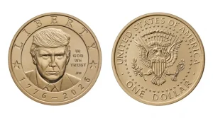 Золота монета 1 долар із портретом Дональда Трампа до 250-річчя США